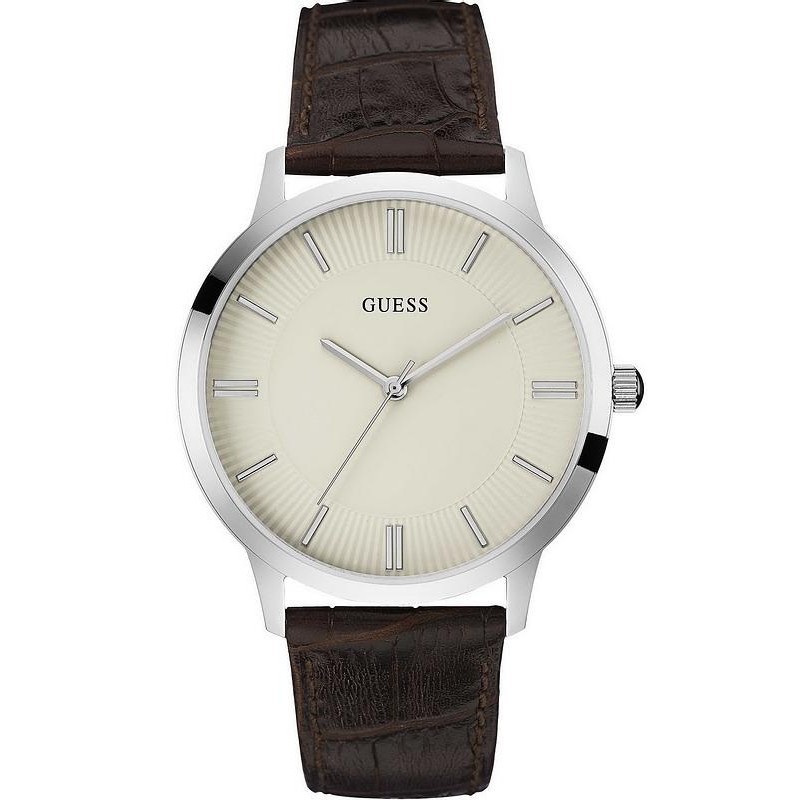 Guess Reloj analógico con esfera blanca para hombre - W0664G2, Marrón,  Movimiento de cuarzo