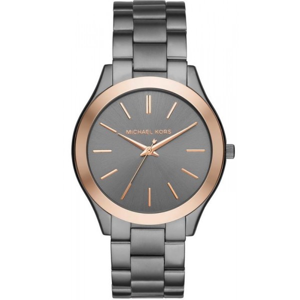 michael kors slim runway stainless steel watch